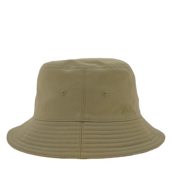 Burberry Check Reversible Bucket Hat Medium Size Military Green New - Picture 3 of 5